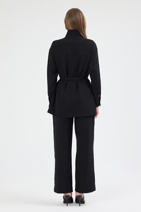 Loren Pleated Detail Set - Black