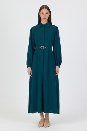 Mono Belted Dress - Petrol
