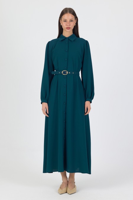 Mono Belted Dress - Petrol