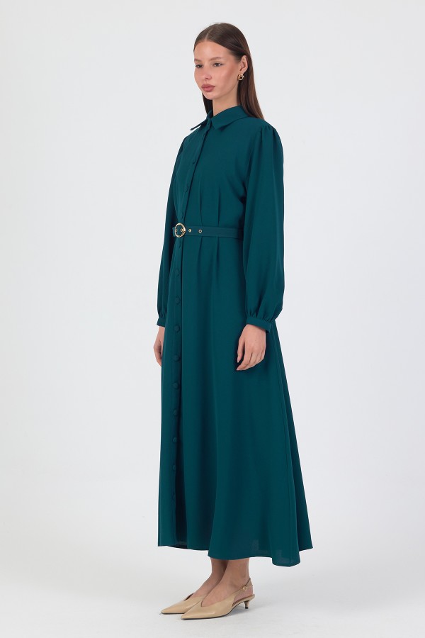 Mono Kemerli Elbise - Petrol