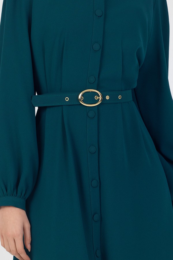 Mono Kemerli Elbise - Petrol