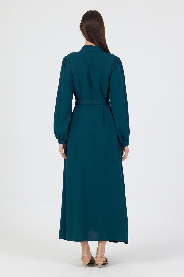 Mono Kemerli Elbise - Petrol