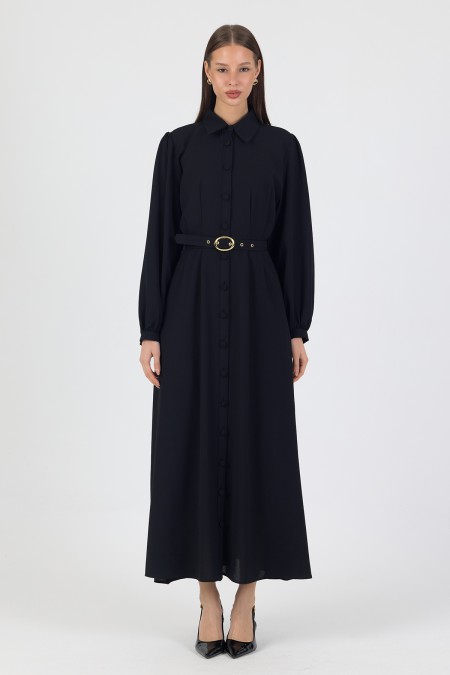 Mono Belted Dress - Black