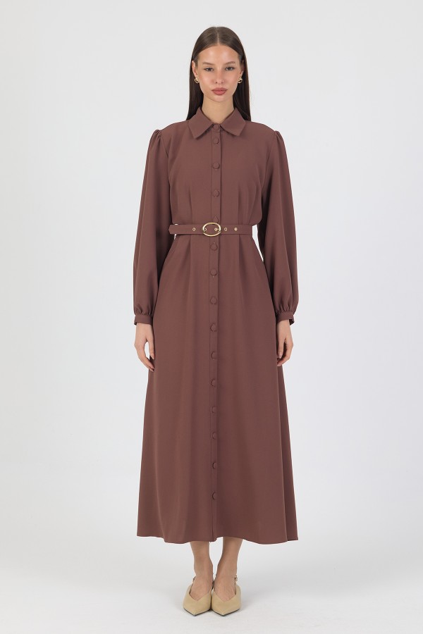 Mono Belted Dress - Mink