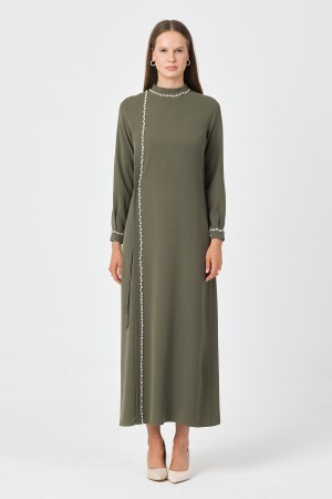 Mira Taş Şeritli Elbise - Çağla