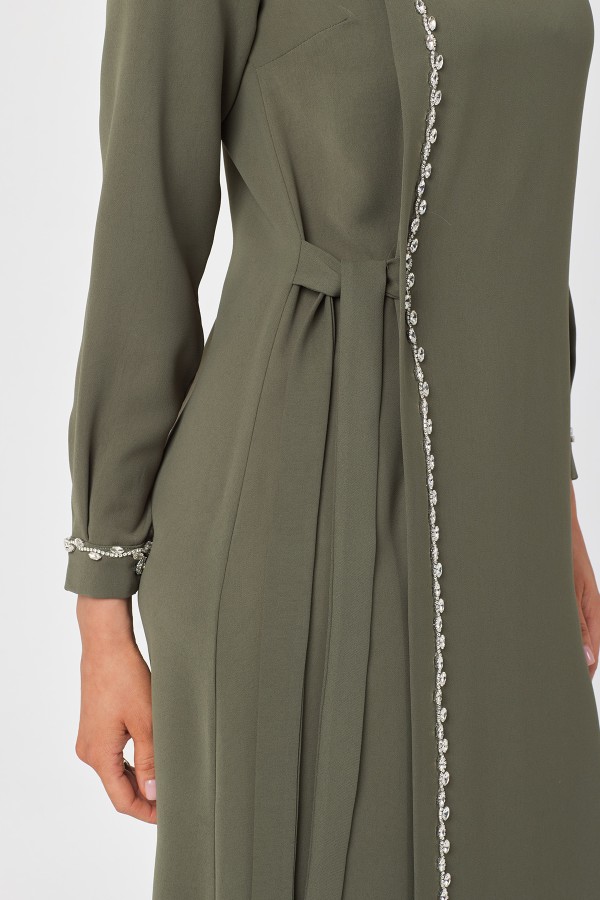 Mira Taş Şeritli Elbise - Çağla