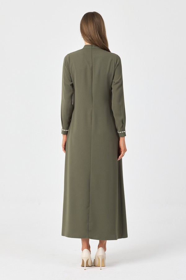 Mira Taş Şeritli Elbise - Çağla