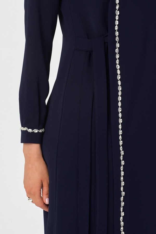 Mira Taş Şeritli Elbise - Lacivert