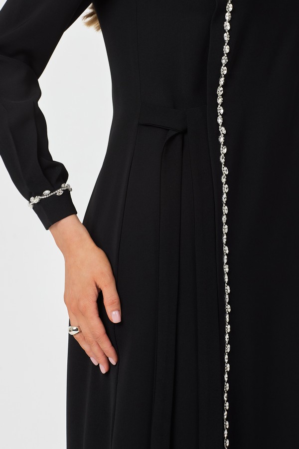 Mira Taş Şeritli Elbise - Siyah