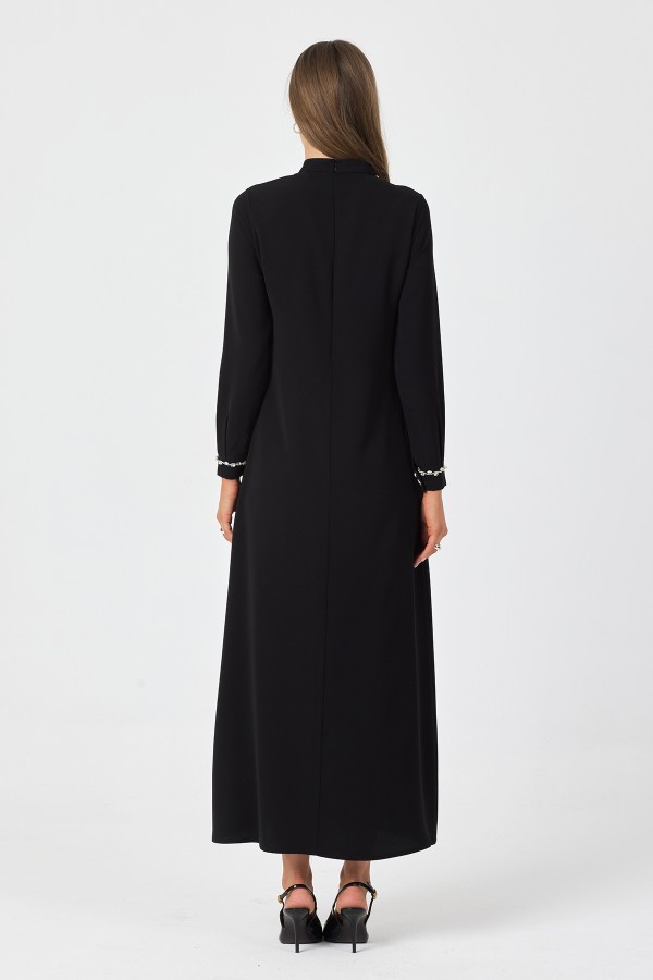 Mira Taş Şeritli Elbise - Siyah