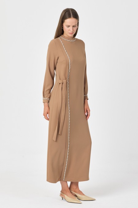 Mira Stone Striped Dress - Mink