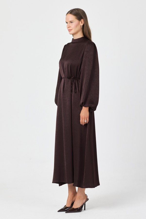 Evora Saten Abiye Elbise - Kahve