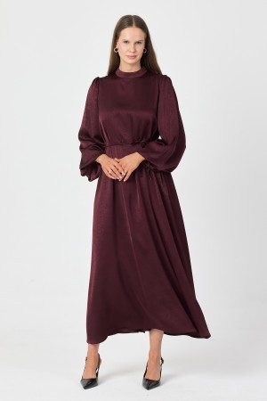 Evora Saten Abiye Elbise - Mürdüm Evora Saten Abiye Elbise - Mürdüm