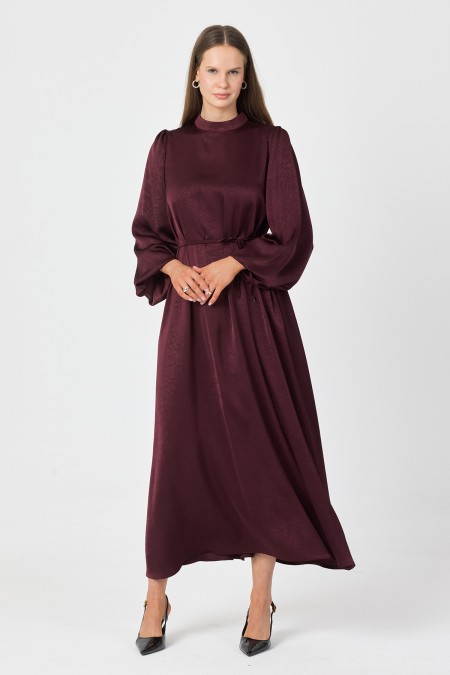 Evora Saten Abiye Elbise - Mürdüm