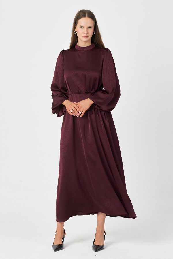 Evora Saten Abiye Elbise - Mürdüm