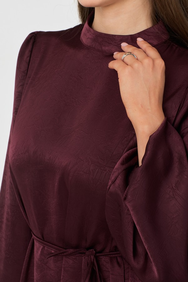 Evora Saten Abiye Elbise - Mürdüm