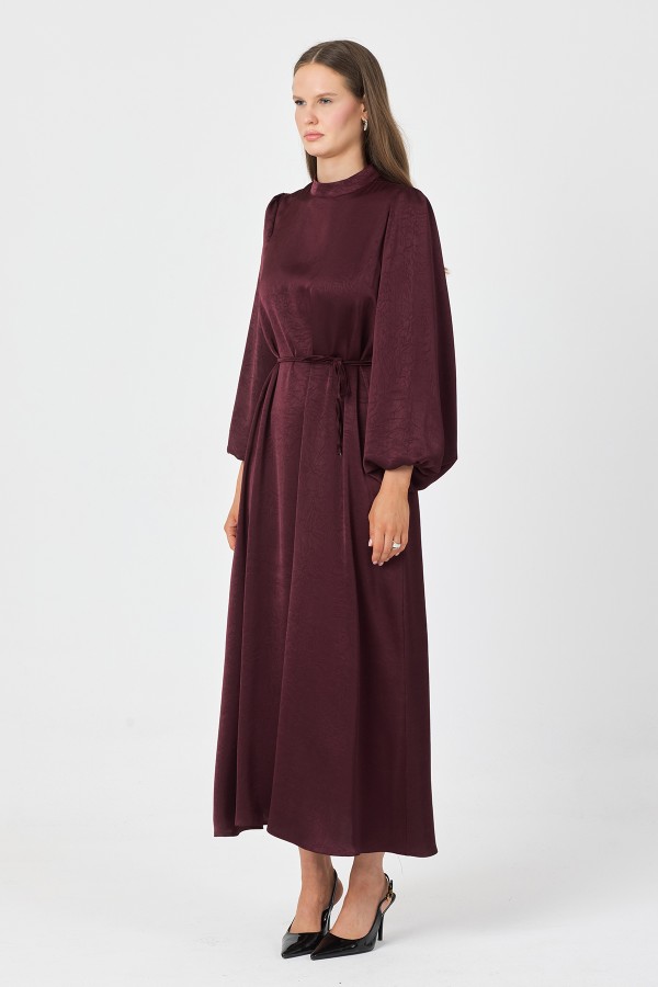 Evora Saten Abiye Elbise - Mürdüm