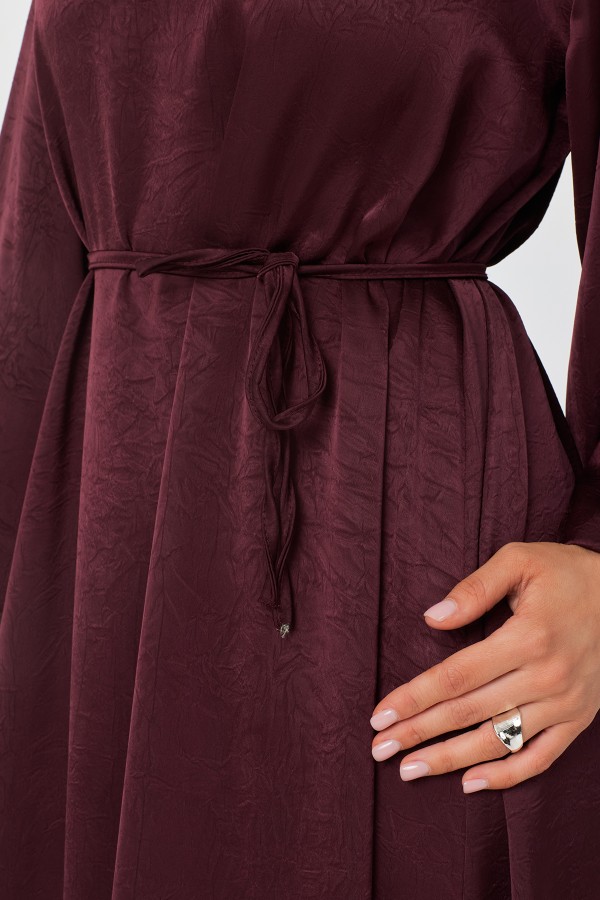 Evora Saten Abiye Elbise - Mürdüm