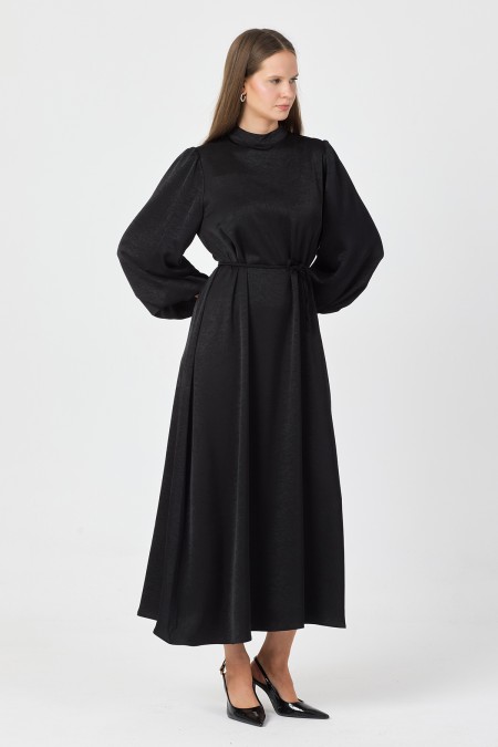 Evora Saten Abiye Elbise - Siyah