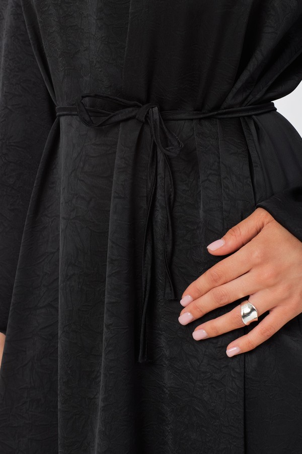 Evora Saten Abiye Elbise - Siyah