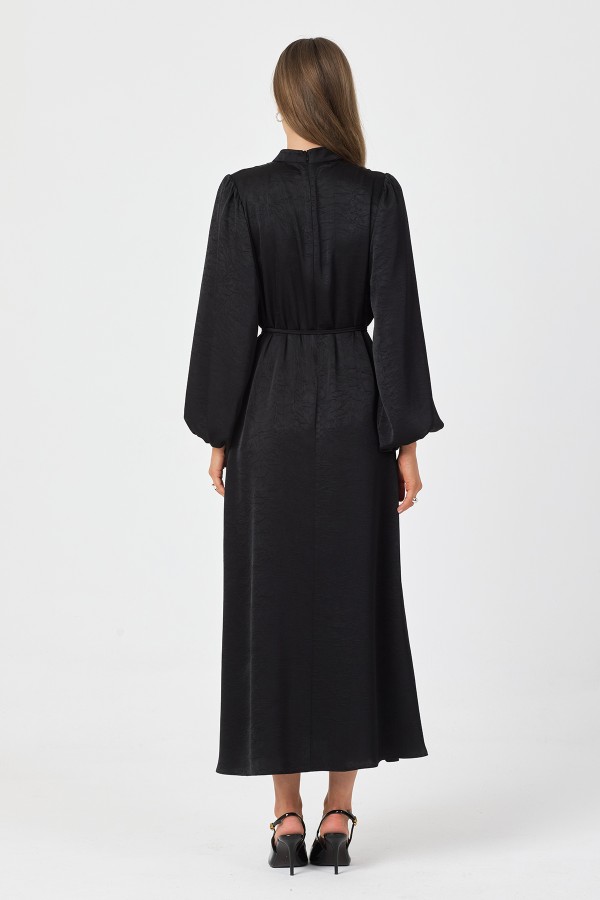 Evora Saten Abiye Elbise - Siyah