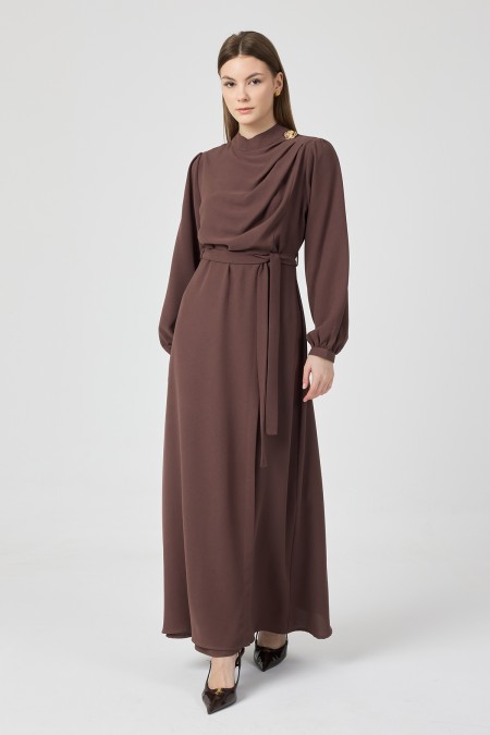 Elora Draped Dress - Mink