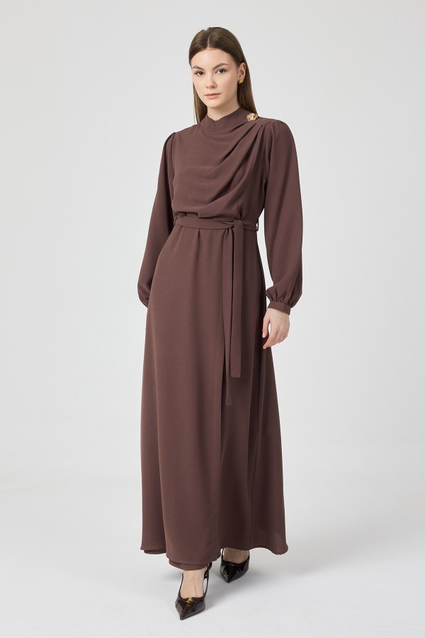 Elora Draped Dress - Mink Elora Draped Dress - Mink