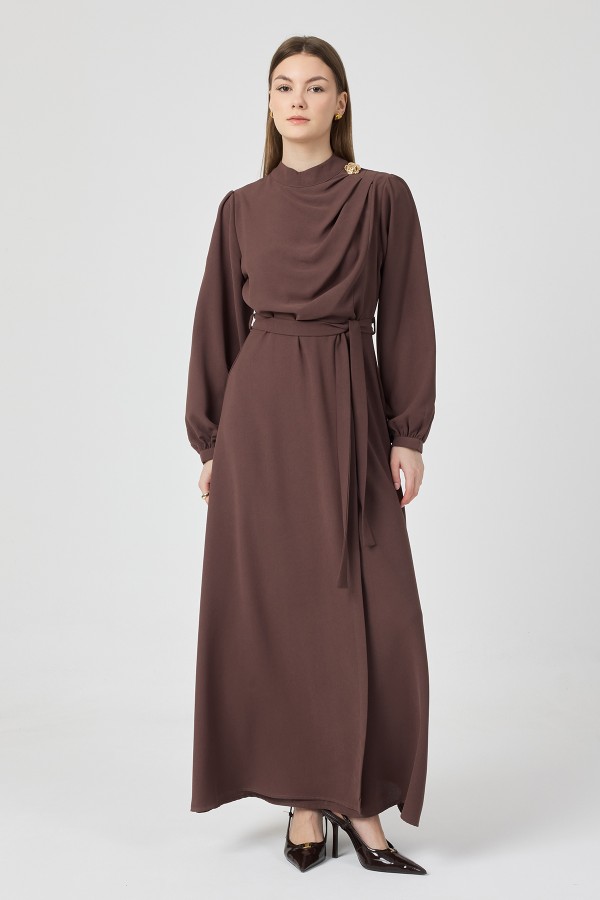 Elora Draped Dress - Mink