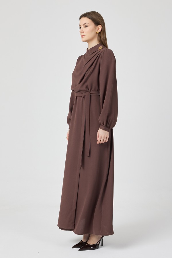 Elora Draped Dress - Mink