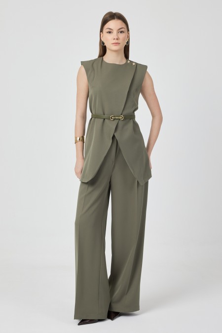 Asymmetrical Vest Set - Çağla