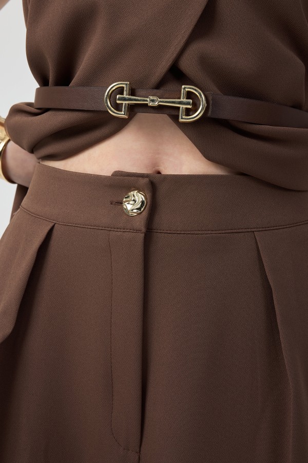 Asimetrik Yelekli Takım - Kahve