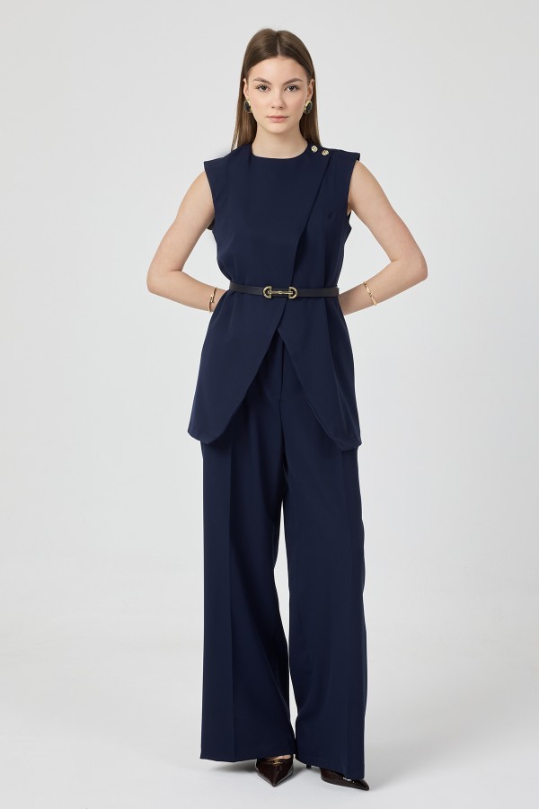 Asimetrik Yelekli Takım - Lacivert