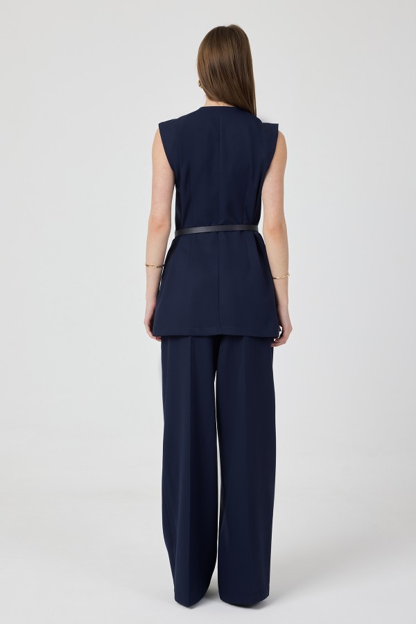 Asimetrik Yelekli Takım - Lacivert