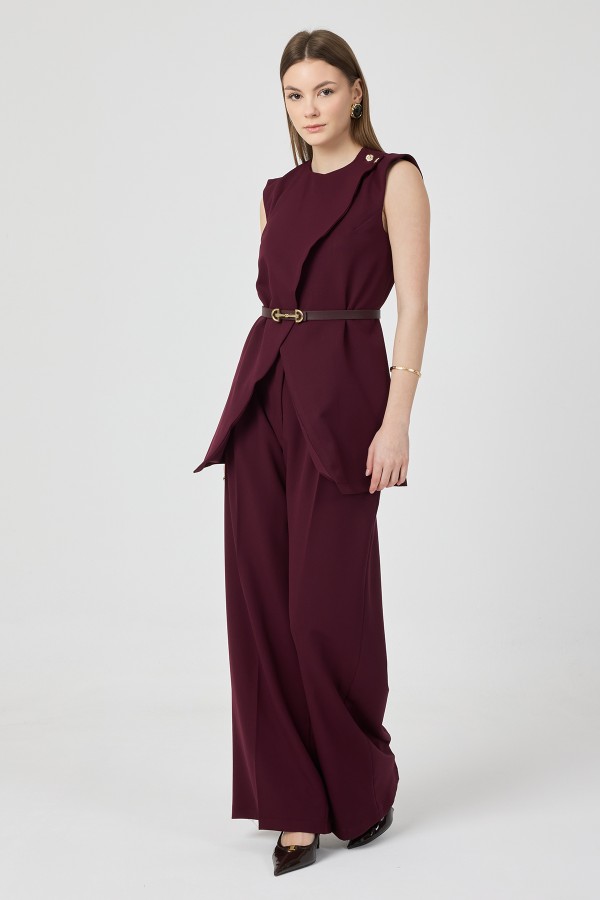 Asimetrik Yelekli Takım - Mürdüm