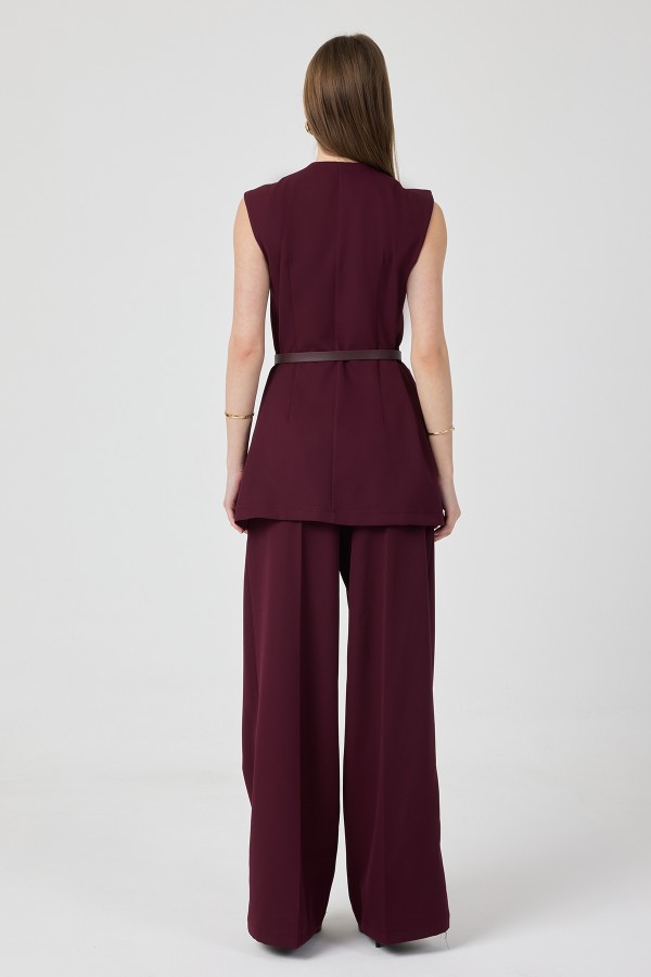 Asimetrik Yelekli Takım - Mürdüm