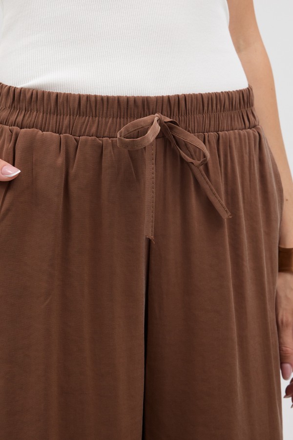 Beli Lastikli Modal Pantolon - Kahve