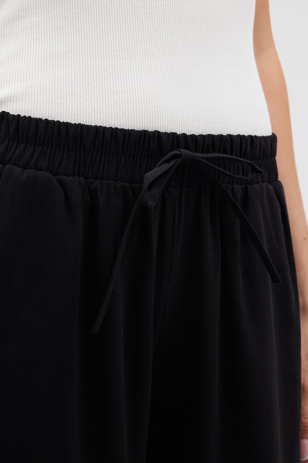 Beli Lastikli Modal Pantolon - Siyah