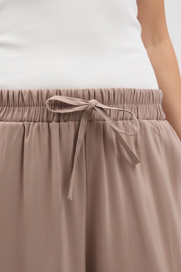 Beli Lastikli Modal Pantolon - Taş
