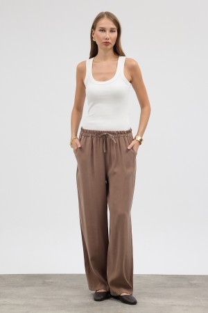 Beli Lastikli Modal Pantolon - Vizon Beli Lastikli Modal Pantolon - Vizon