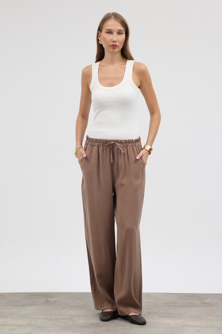 Beli Lastikli Modal Pantolon - Vizon