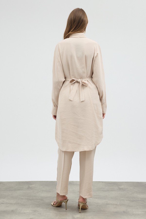 Modal Cupra Tunic and Pants Set - Beige