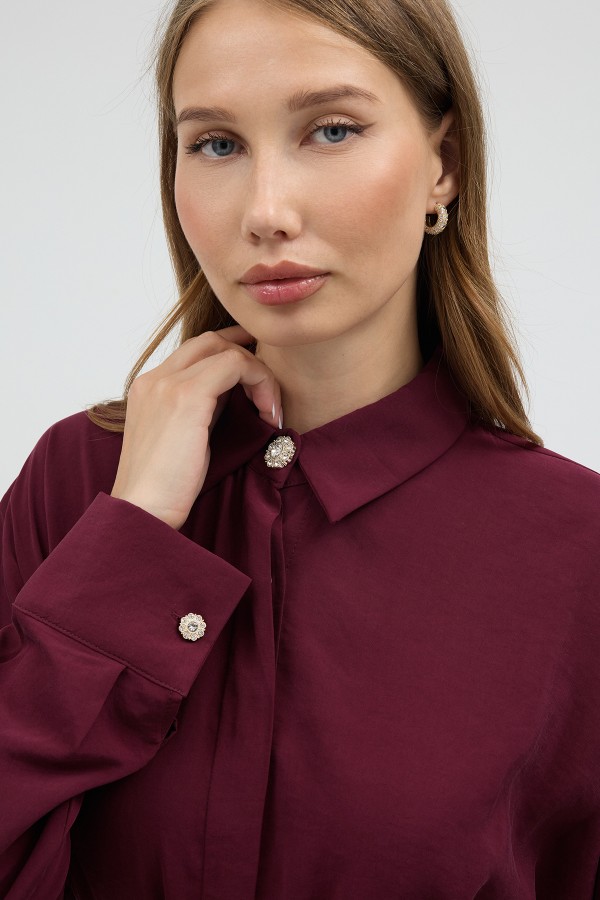 Modal Cupra Tunic and Pants Set - Burgundy