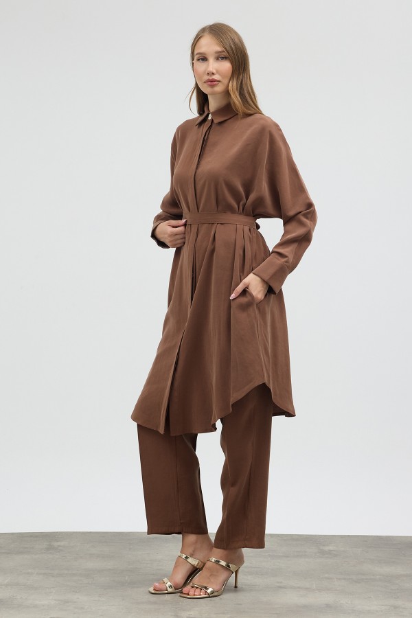 Modal Cupra Tunic and Pants Set - Camel
