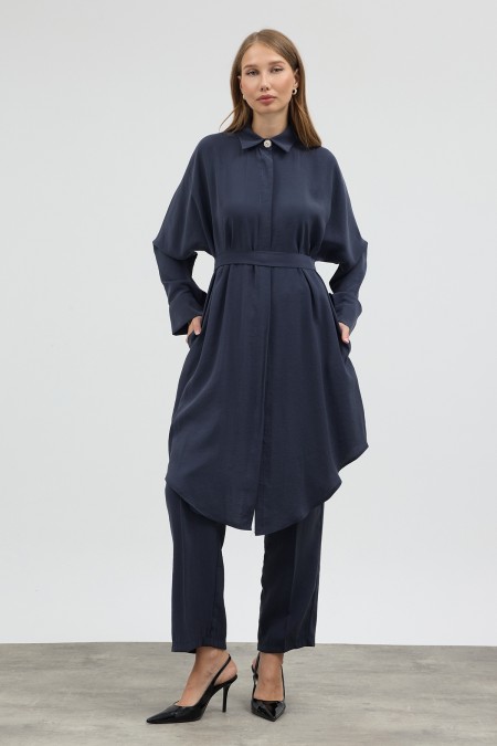 Modal Cupra Tunik Pantolon Takım - Indigo