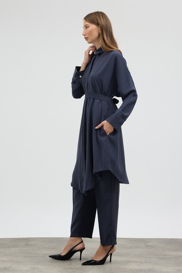 Modal Cupra Tunic and Pants Set - Indigo