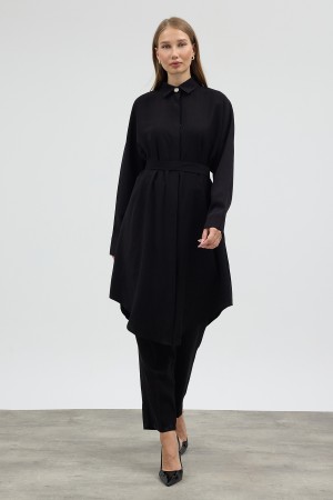 Modal Cupra Tunic and Pants Set - Black