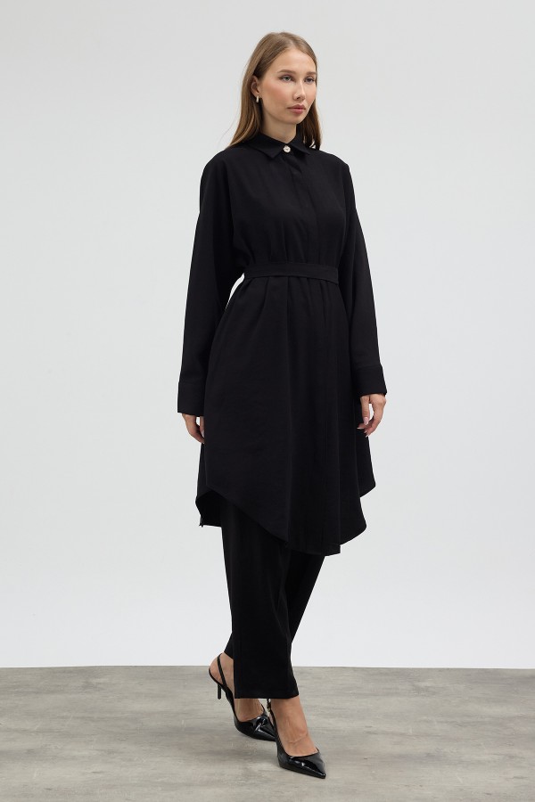 Modal Cupra Tunic and Pants Set - Black