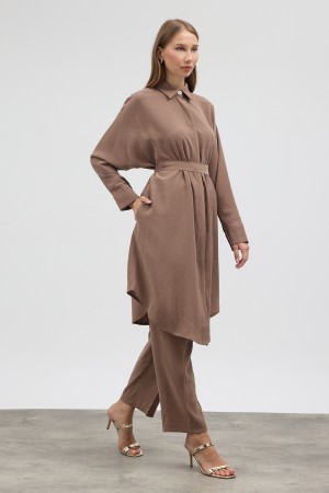 Modal Cupra Tunic and Pants Set - Stone