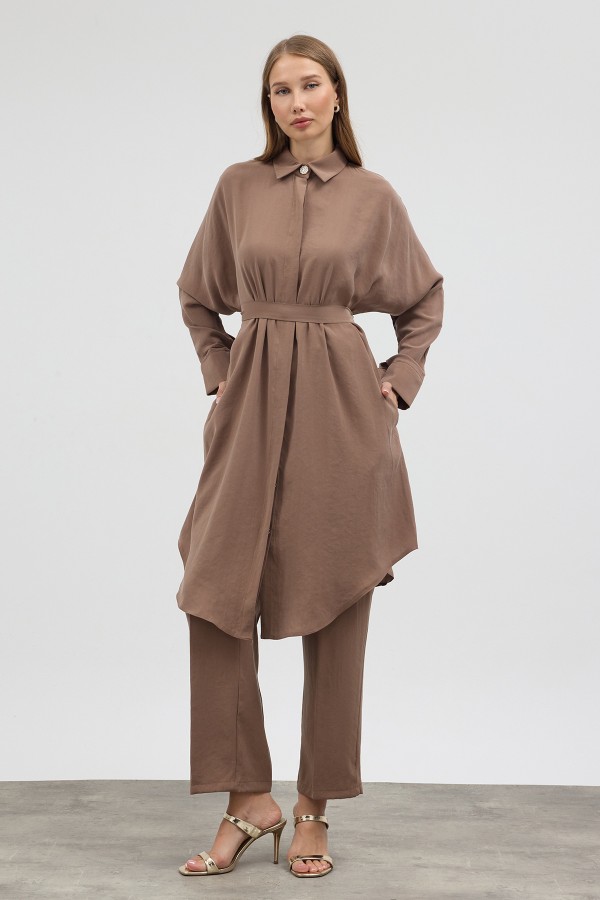 Modal Cupra Tunic and Pants Set - Stone