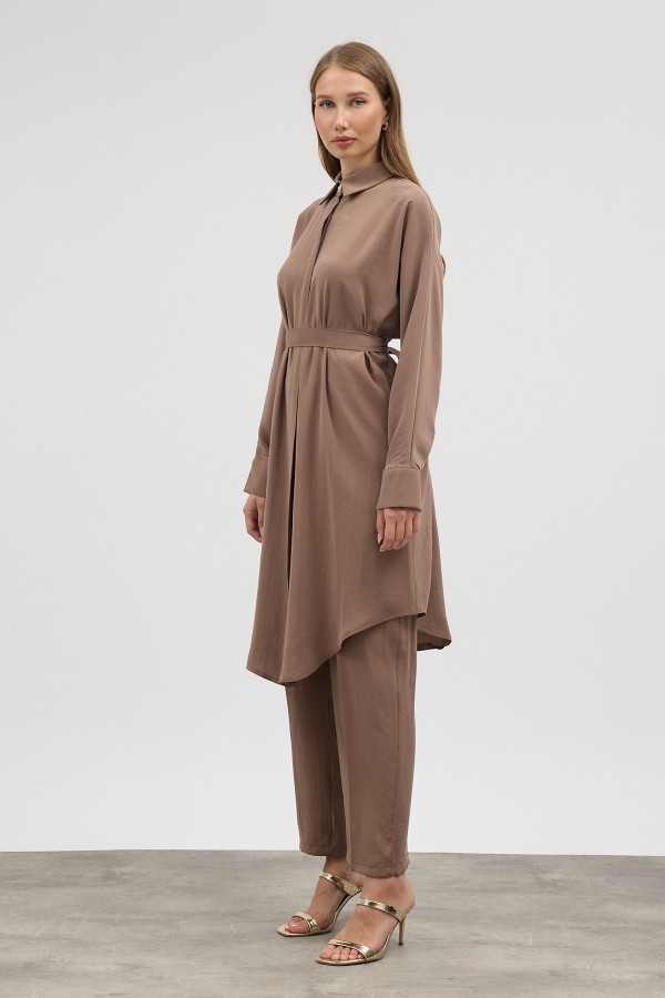 Modal Cupra Tunic and Pants Set - Stone